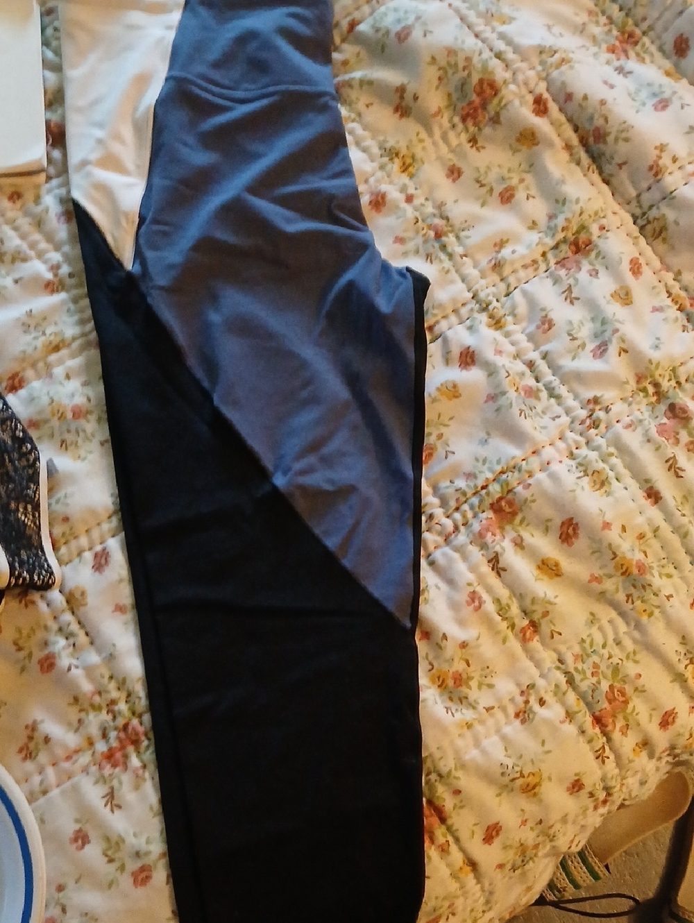 Victoria's Secret Black & Slate Blue Colorblock High-Waist Leggings